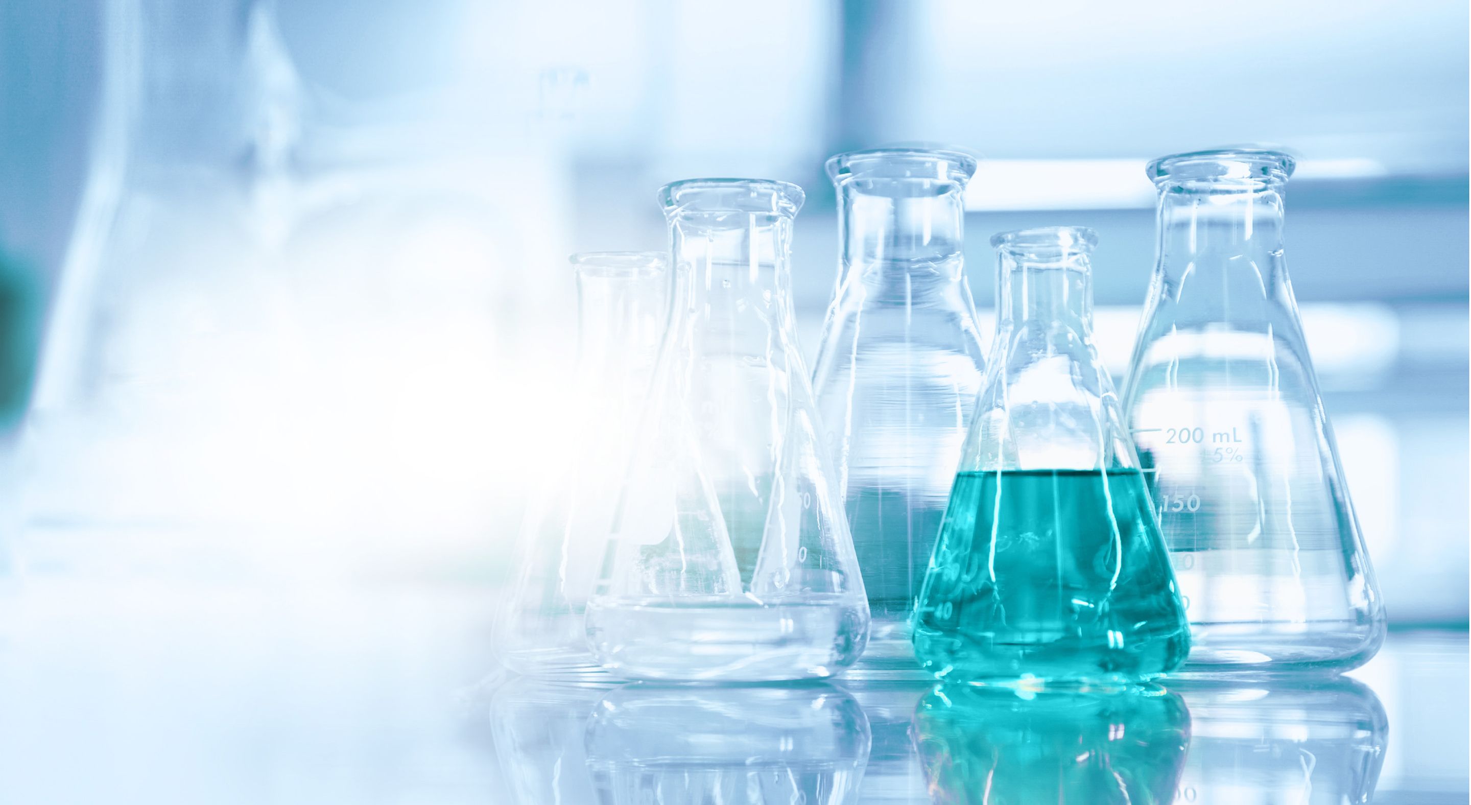 Chemistry lab vials and beakers